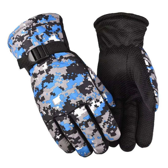 Blue - Waterproof Cotton Gloves for Men and Women Breathable Snow Gloves Motorcycle Gloves Snowboard
