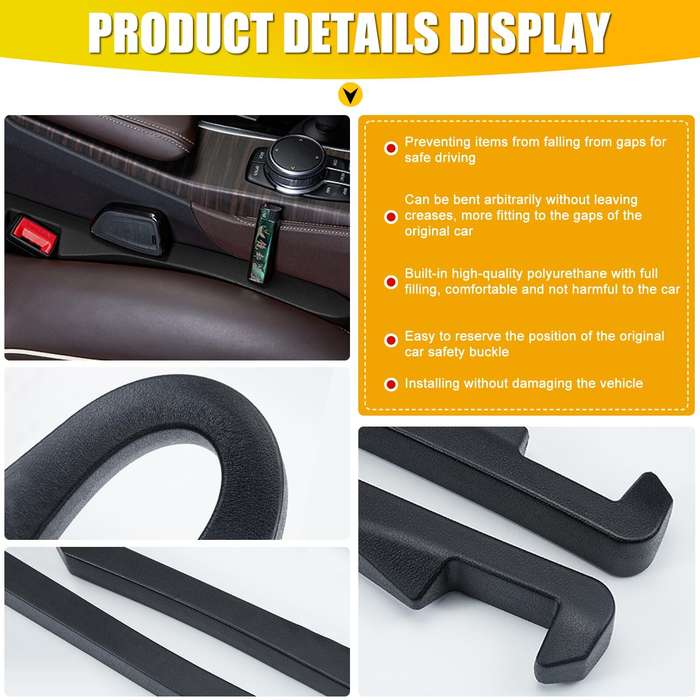 Black - 2PCS Car Seat Leak-proof Plug Strip Seat Storage Box Car Seat Gap Plug Car Seat Gap Filler w