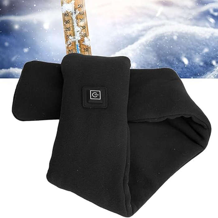 Black - TENGOO Winter Heated Scarf 3 Levels Adjustable Temperature USB Charging Neck Warmer Intellig