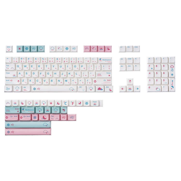 132 Keys Weather Keycap Set PBT Sublimation XDA Profile English/Japanese Custom Keycaps for Mechanic