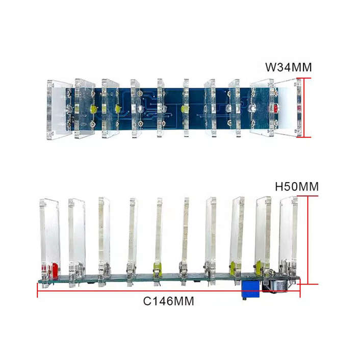 DIY Kit - 10-Segment Crystal Column Sound-Controlled Spectrum Lamp DIY Kit 7-Color LED Lights Adjust