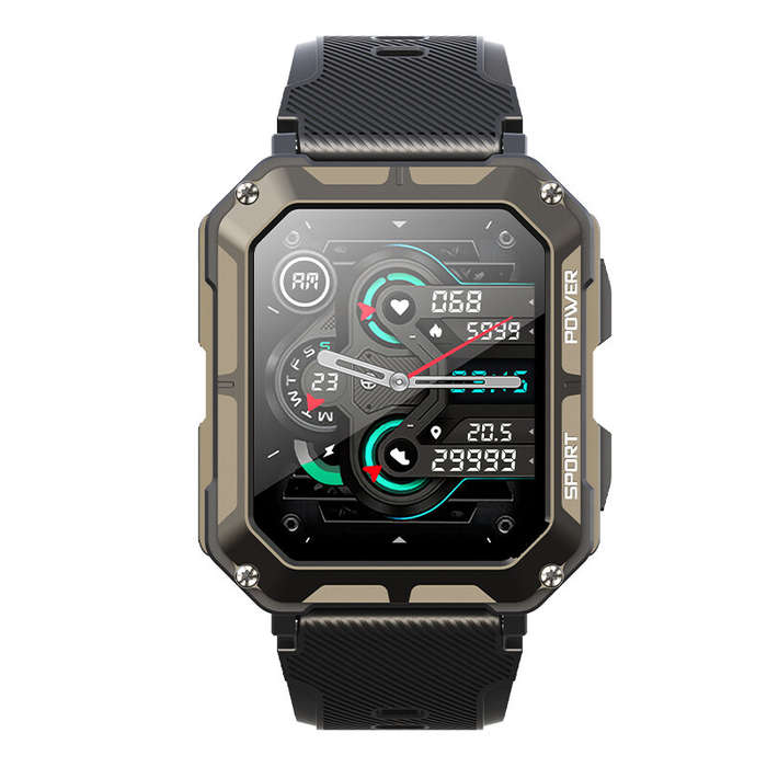 Black - Senbono C20pro 1.83inch HD Screen bluetooth Call Heart Rate Blood Pressure Blood Oxygen Moni