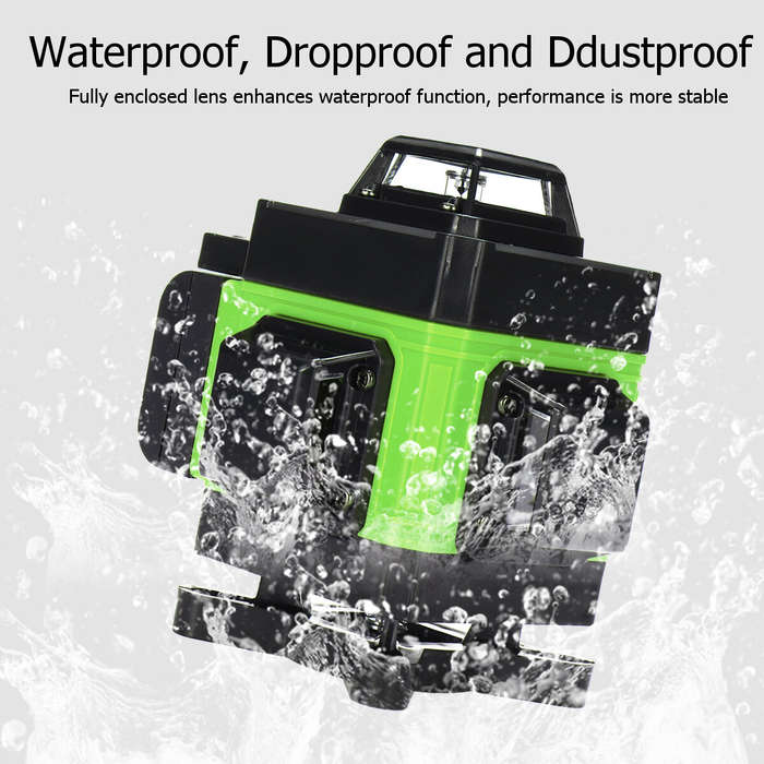 US Plug - LED Display 4D 360 16 Line Green Light Laser Level Cross Self Leveling Measure Tool