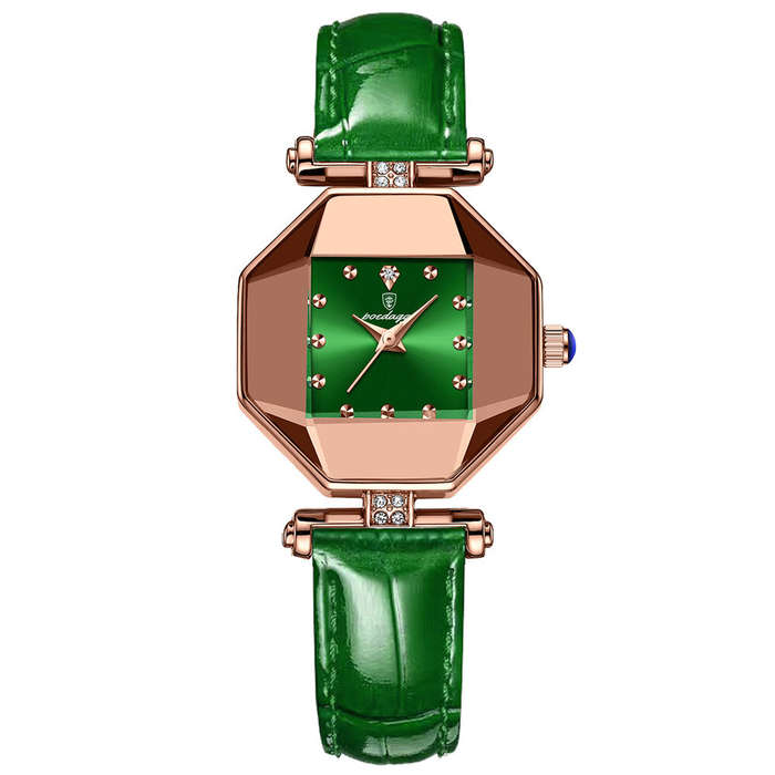 Red - POEDAGAR Women Watches Fashion Luxury Rhinestones Quartz Watch Polygon Pointer Waterproof Ladi