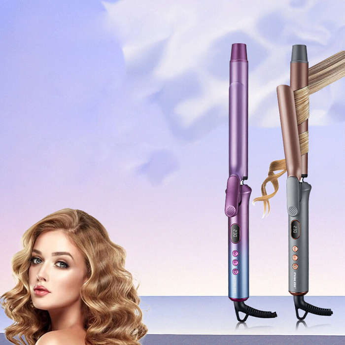Rose Gold - 30mm Curling Iron LCD Digital Display 3 Temperature Levels Curling Splint Hair Styling P