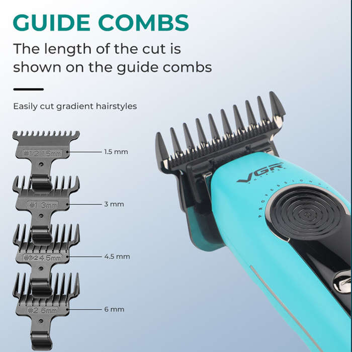 Black - VGR V299 Professional Hair Trimmer 2000mAh Lithium Battery Ceramic Blade USB Rechargeable 5