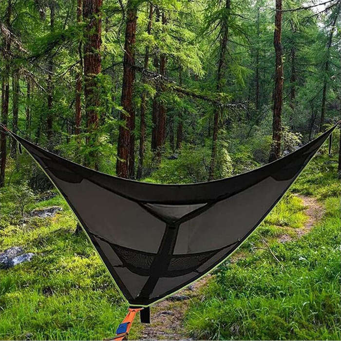 Black - IPRee Portable Triangle Hammock with Storage Bag Outdoor Hanging Bed Anti-Rollover Camping T