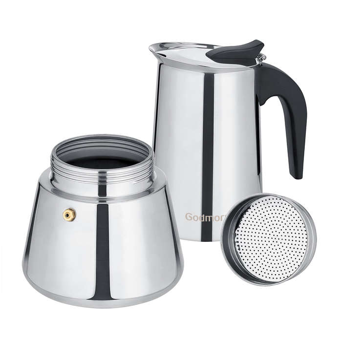 Godmorn Stovetop Espresso Maker, 12cup/600ml Grecas Coffee Maker Moka Pot, Stainless Steel Italian C