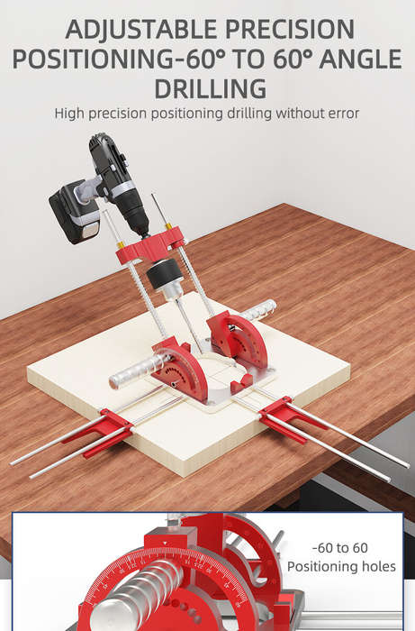 ENJOYWOOD Upgraded Precision Woodworking Multi-Angle Drill Guide with Handles and Positioning Blocks
