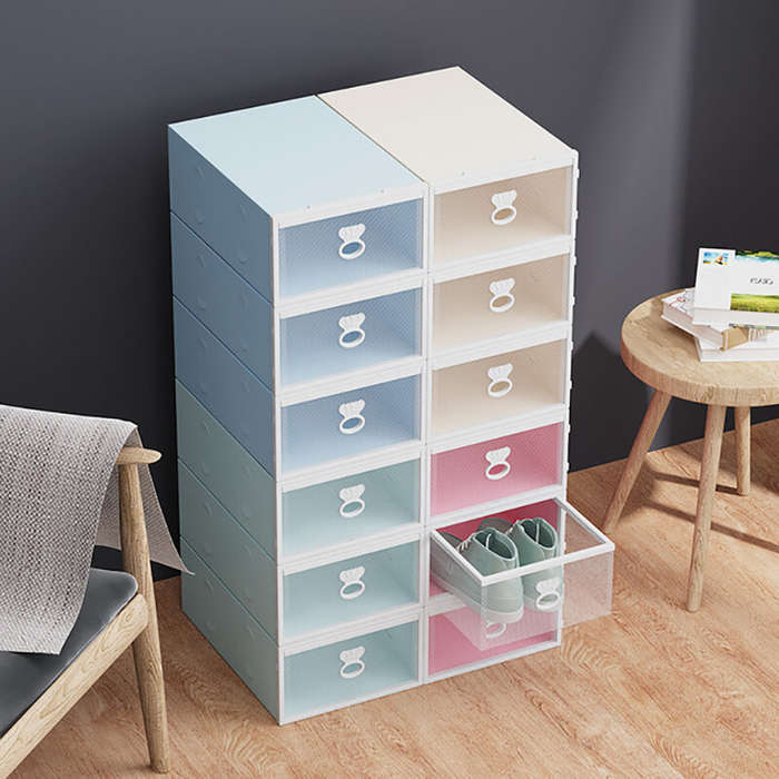 1 Piece Plastic Flip Shoes Storage Box Organizer Foldable Clear Shoes Storage Box Stackable Stacking