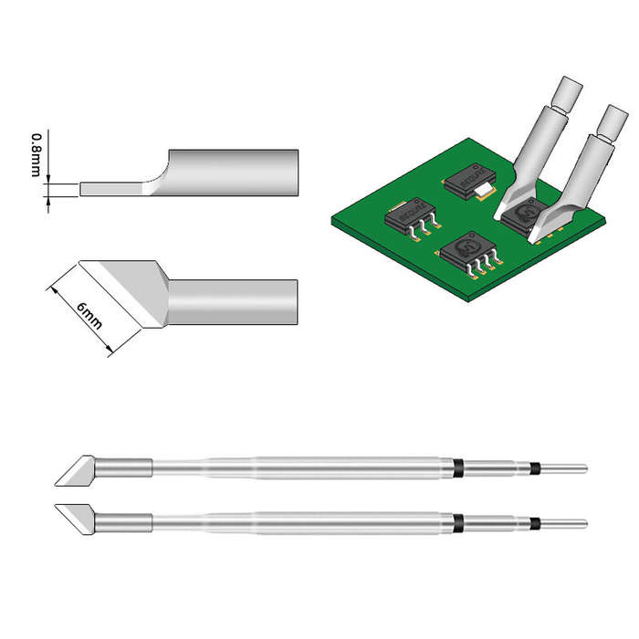 HT140-4.0KS - SEQURE 1 Pair Tweezer Tip for SQ HT140 Hot Tweezers 3.0FS & 4.0FS & 5.0FS Flat Shovel