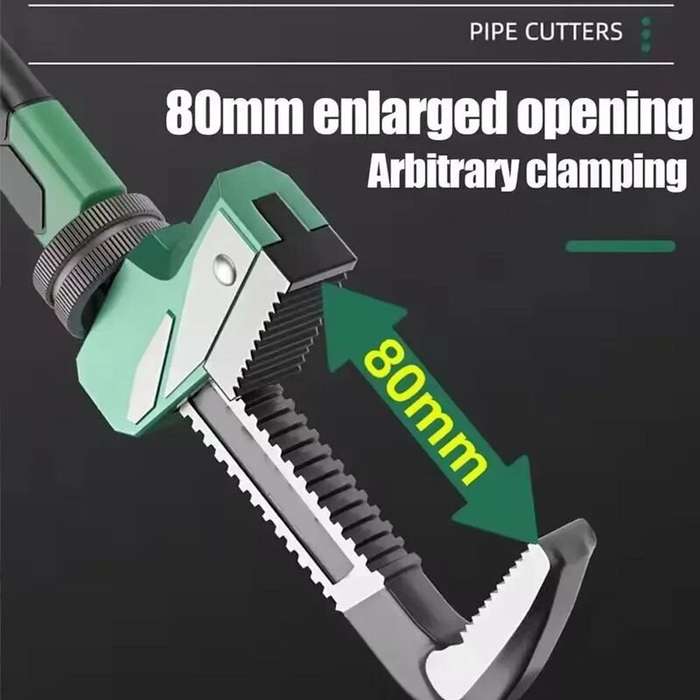 Green - Heavy Duty Adjustable Plumbing Tool High Carbon Steel Right Angle Wrench 80mm Jaw Non Slip R