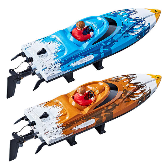 Blue - HXJRC HJ822 2.4G RC Boat Capsized Reset High Speed LED Light Speedboat Waterproof Electric Ra