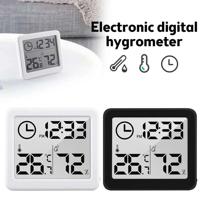 Black - Smart Home Electronic Digital Thermometer Hygrometer Automatic Electronic Temperature and Hu