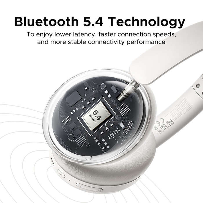 White - UGreen HiTune Max2 bluetooth 5.4 Headset Noise Cancelling Headphone 40mm Driver AAC Audio AI