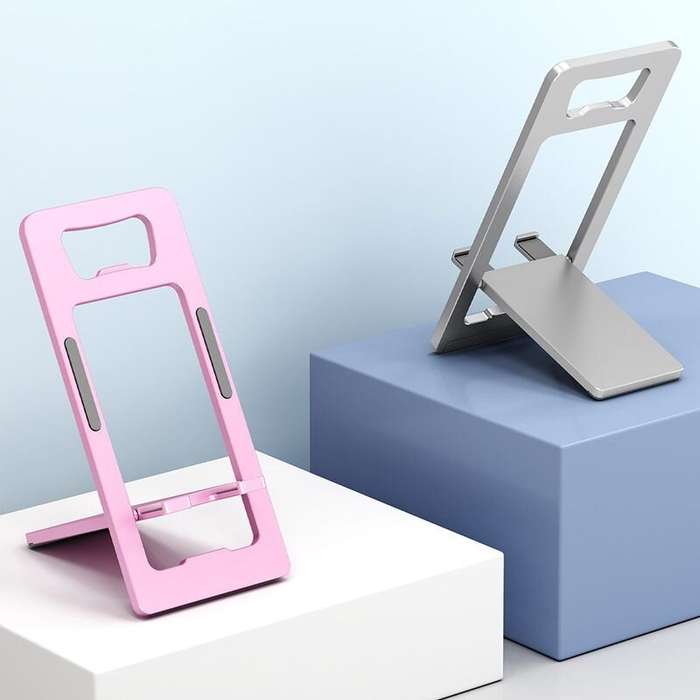 Silver - SJZJ033 Aluminum Alloy Portable Card Phone Stand 300g Bearing Foldable Adjustable Angle Bot
