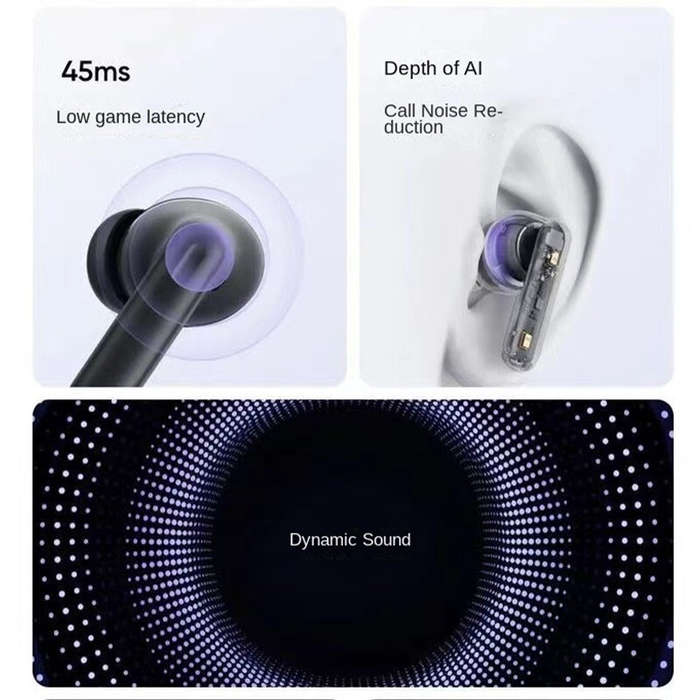 White - Realme Buds T310 bluetooth Headset Wireless ANC Earphone 46dB Depth Noise Cancelling AI Call