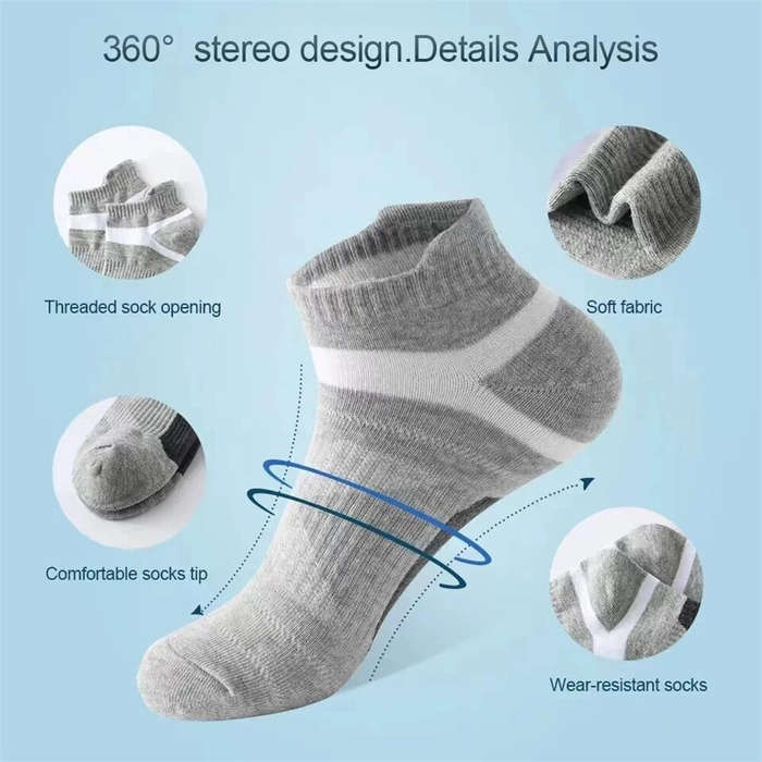 Black - 5 Pairs Men's High Quality Breathable Ankle Socks Summer Outdoor Casual Athletic Short Sport