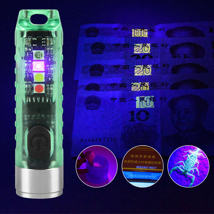 White - SST20 400LM Portable Mini Outdoor Key Chain Flashlight with Multi-light Source Side Light TY