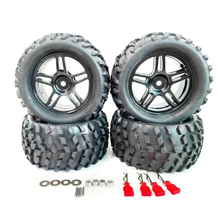 1822BL-D - 4PCS Upgraded Larger Tires Wheels 12mm Hex for Wltoys 144001 144010 124017 124018 124019