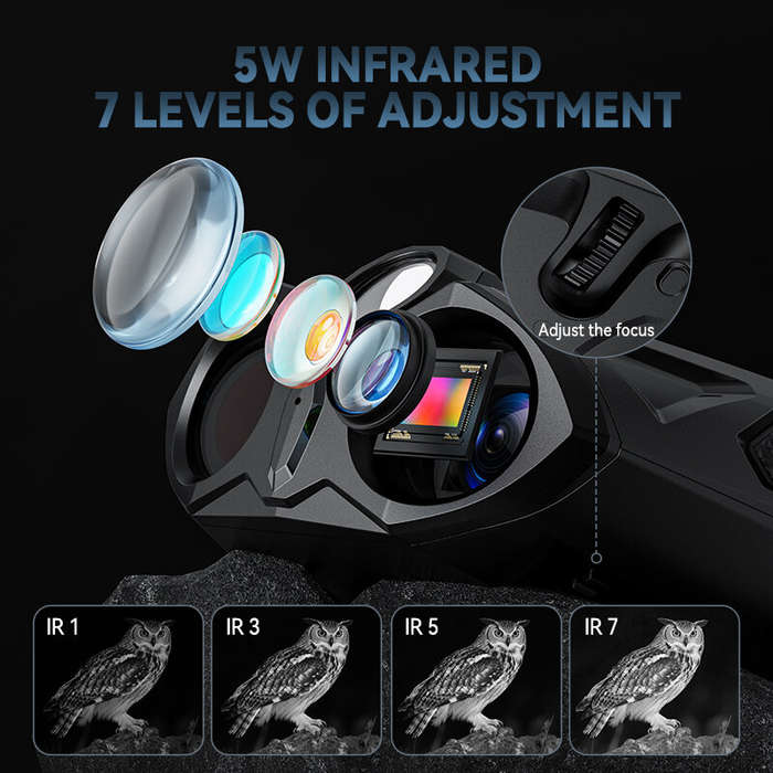 Black - 4K Night Vision Binoculars Model 336 48MP 4 Inch Display 10x Digital Zoom 800M Infrared Rang