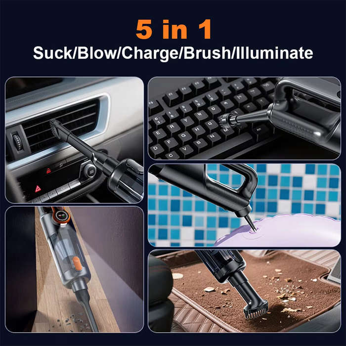 Black - Suitu ST-126Plus High Power Handheld Vacuum Cleaner 18000Pa Suction 6000mAh Battery Recharge