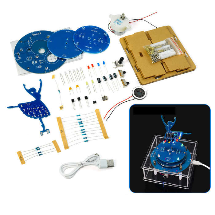 DIY Kit - DC 5V Rotating Music Box Ballet Girl Circuit Board Production Soldering Practice Parts DIY