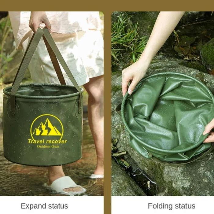 Green - 20L Collapsible Bucket Folding Large Capacity Leakproof Huge Loading Fishing Bucket Camping