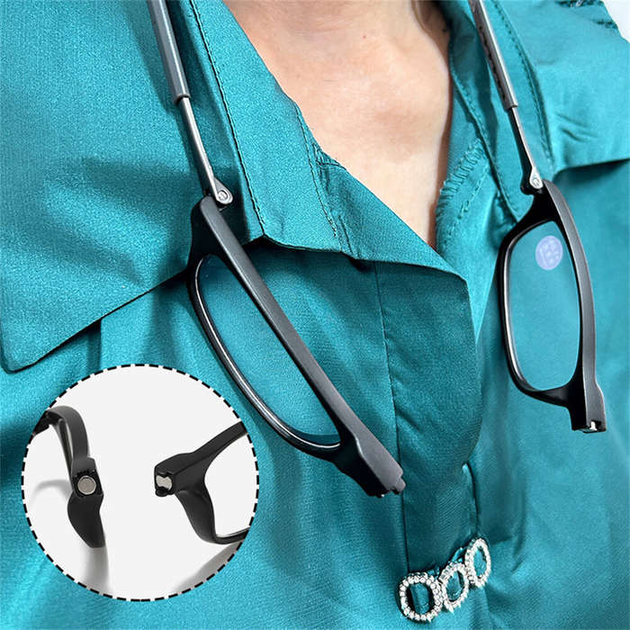 +350 - 1 Pcs Lightweight Portable Soft Tape Hanging Neck Magnetic Reading Glasses Comfortable HD Ant