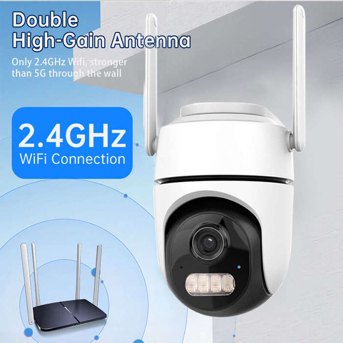 EU Plug - 1080P 5X Zoom WiFi Security Camera 2K HD PTZ Panoramic View Color Night Vision Motion Dete