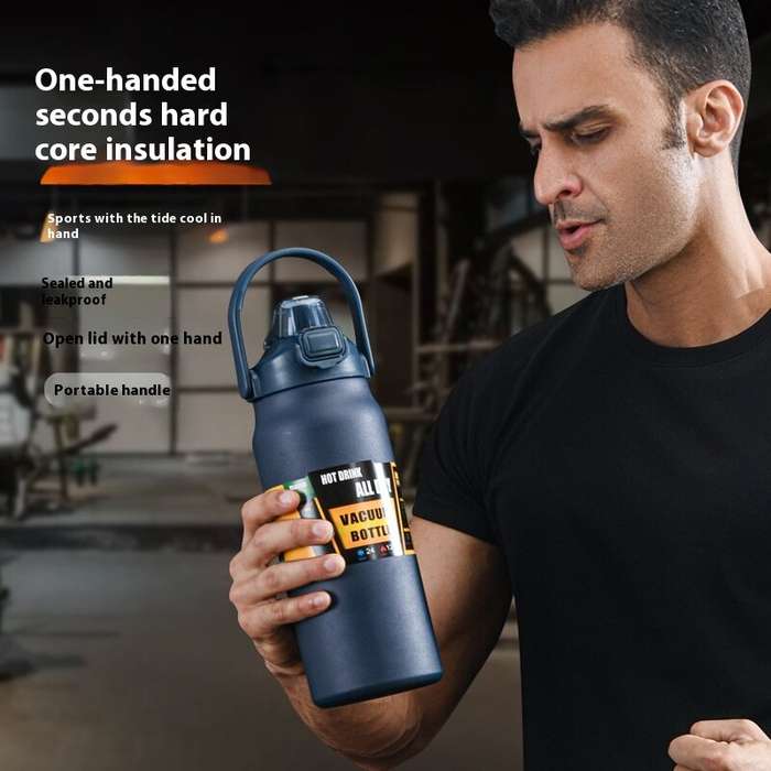 White - 1000ml/33oz 304 Stainless Steel Portable Thermal Flask Water Bottle Cold Hot Thermos Insulat