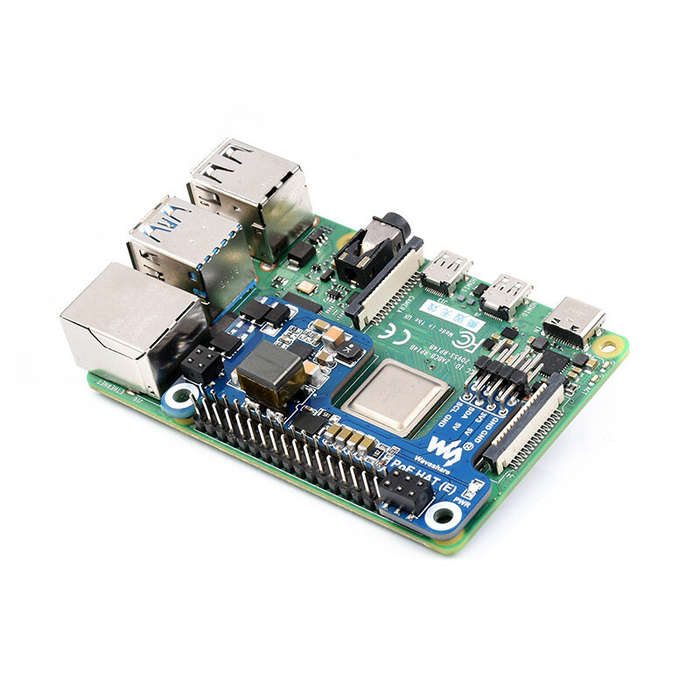 PoE HAT (E) - Raspberry Pi 3B+/4B Ethernet Power Supply Expansion Board Supports 802.3af Network Sta