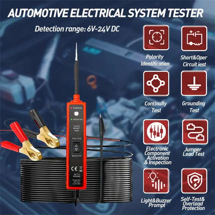 Power Probe Tester Circuit 6-24V DC Test Light Short Circuit Automotive Component Electrical Polarit