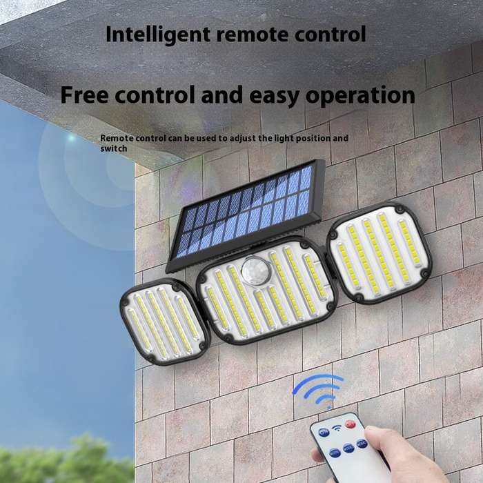 Type A - 3-Head Motion Sensor Solar Light 350LM IP65 Waterproof Remote Control Floodlight 164/238 LE