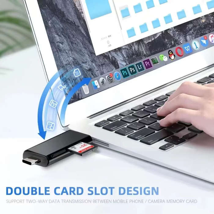 Black - 5-in-1 Multifunction USB 2.0 Type-C USB Micro USB SD TF Memory Card Reader for iPhone Androi