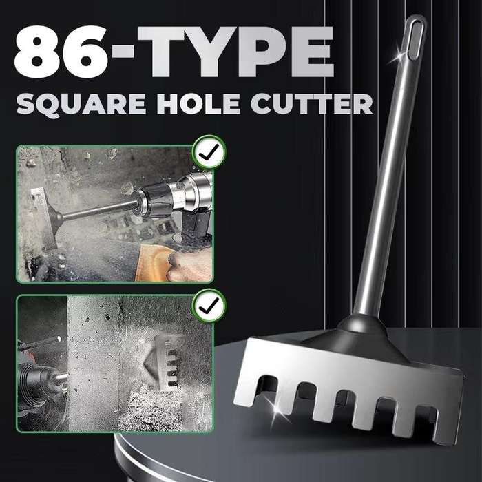 Silver - Type Square Hole Cutter Chrome Steel Electrical Box Socket Puncher for Fast Precise Hole Cu