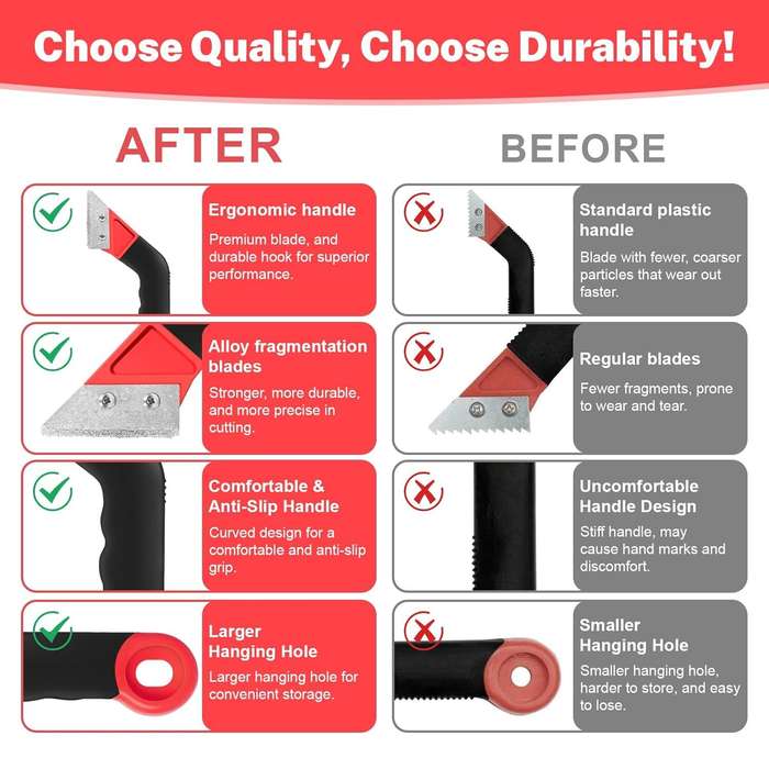 11pcs - Grout Removal Tool Kit 11 Pieces Alloy Steel Angled Head Ergonomic Handle Diamond Style Blad