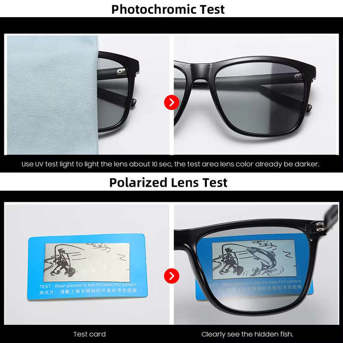 Grey - Men's Photochromic Sunglasses Classic Square UV400 Polarized Outdoor Cycling Sun Glasses