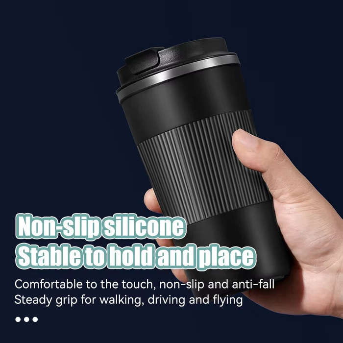 White - IPRee 510ml Double Stainless Steel Coffee Thermos Mug with Non-Slip Case Car Vacuum Flask Tr