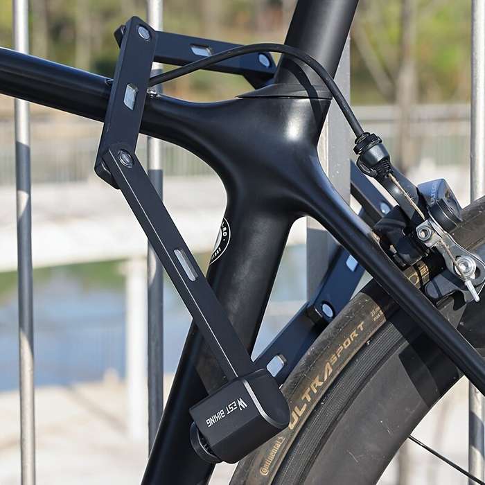 Black+Orange - WEST BIKING Bike Portable Folding Lock C-level Anti-theft Waterproof Dustproof Univer