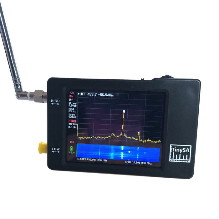 Black - TinySA Handheld Spectrum Analyzer 2.8 Inch Touchscreen 100kHz to 960MHz Frequency Range RF S