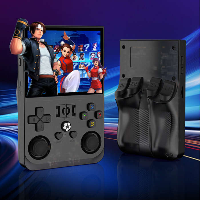 Black - R36PRO Open Source Linux System Handheld Game Console with Dual Hall Joystick Built-in 18000