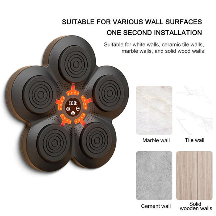 Black - KALOAD Smart bluetooth Boxing Machine Wall Boxing Target with LED Light USB Charging Free Ad