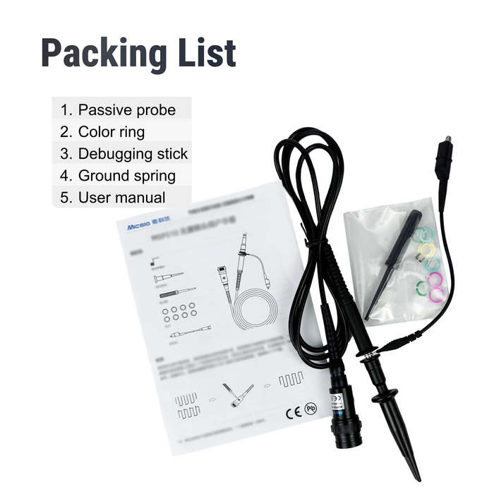 Black - MICSIG MSP510 Oscilloscope Passive Probe 500MHz Bandwidth Universal BNC Interface High Preci
