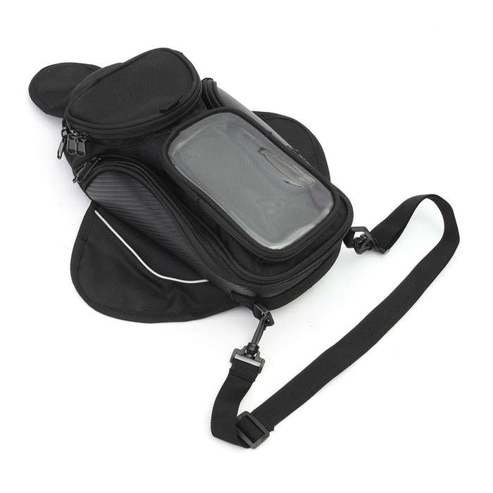 Motorcycle Oil Fuel Tank Bag Magnetic Saddle Bag with Bigger Phone Window 36x48.5cm