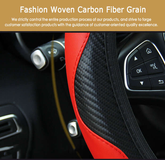 Red - Car Steering Wheel Cover Anti Slip Universal 37-38cm Steering Decoration Accessories