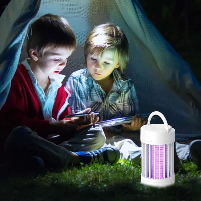 White - 2 In 1 Portable Mini USB Rechargeable Mosquito Killer Lamp Small Night Light Bug Zapper Ligh