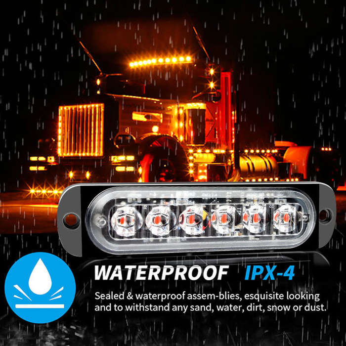 Red Blue - 12-24V Universal 6 LED Side Marker Signal Flashing Light LED Car Warning Flashing Light M