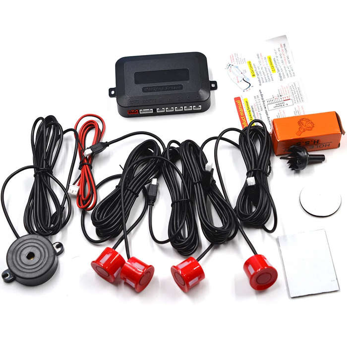 Red - Car 4 Probe Pure Buzzer Car Without Display Reversing Radar Sensor Car Backing-up Radar Sensor