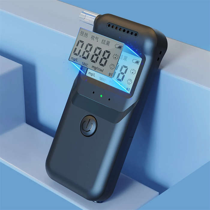 Black - MR997 Digital Alcohol Breathalyzer with 5 Mouthpieces LCD Display Portable Breathalyzer Alco